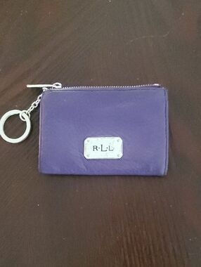 Polo by Ralph Lauren Purple Leather Key Card And Change Pouch